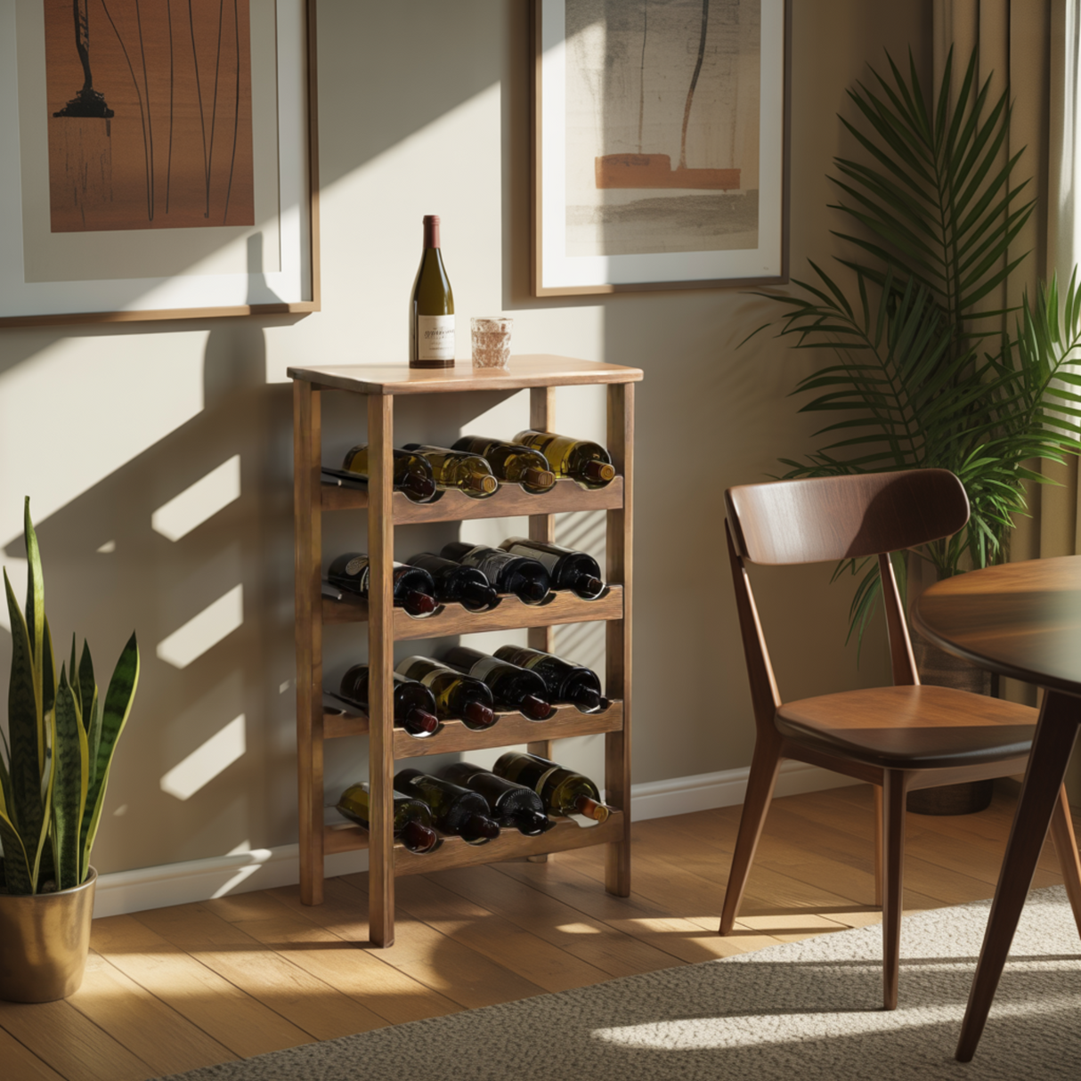 Velin Tier Solid Wood Wine Rack Cabinet