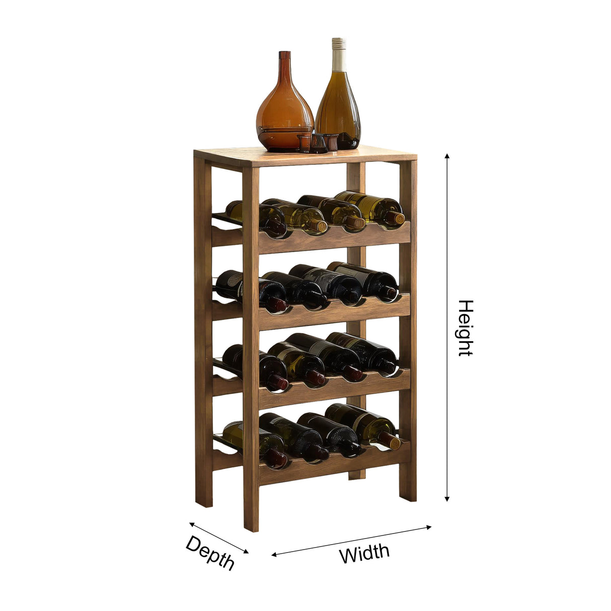 Velin Tier Solid Wood Wine Rack Cabinet