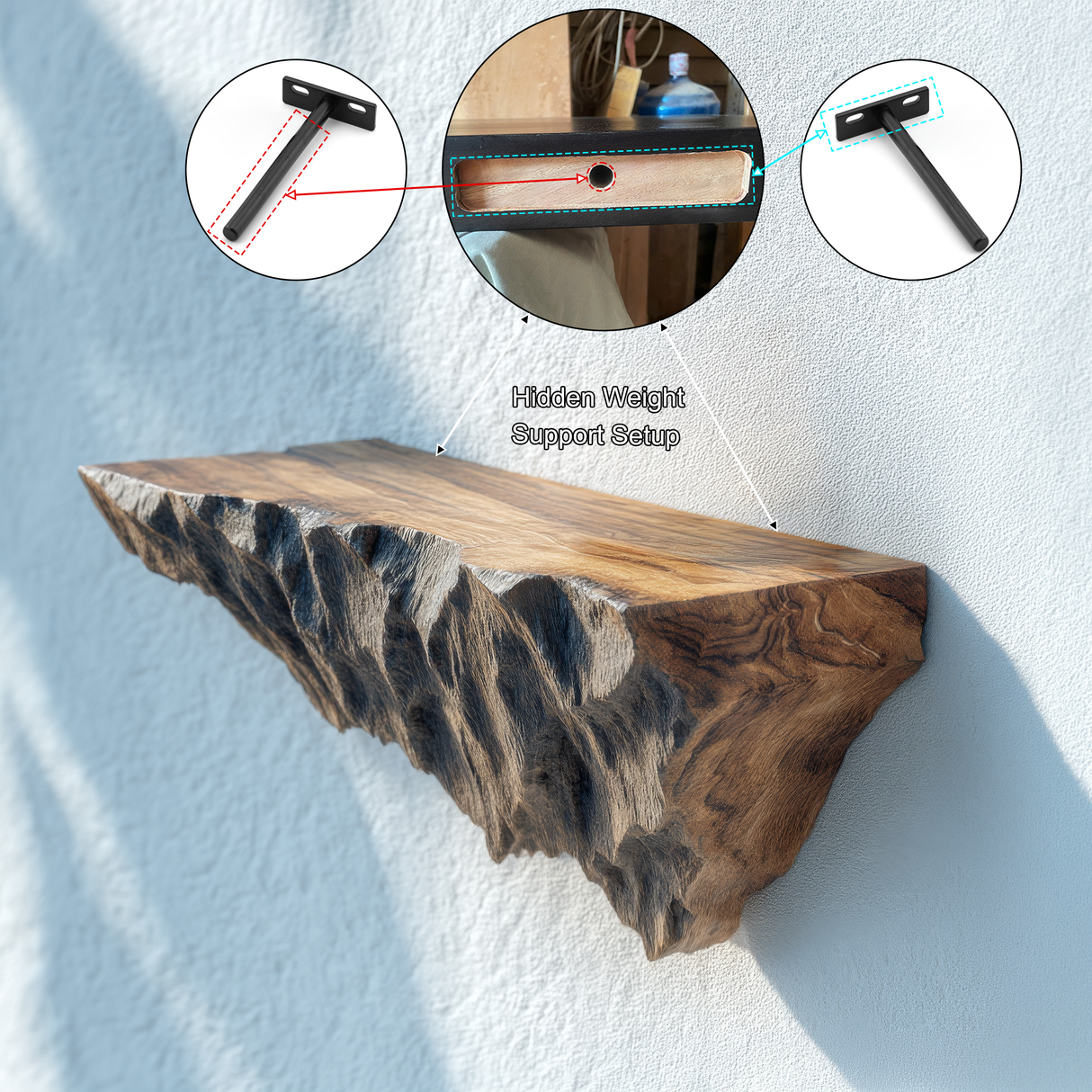Velkora Live Edge Solid Wood Mountain Floating Shelf SPA658491 - Timberustic Floating Shelf