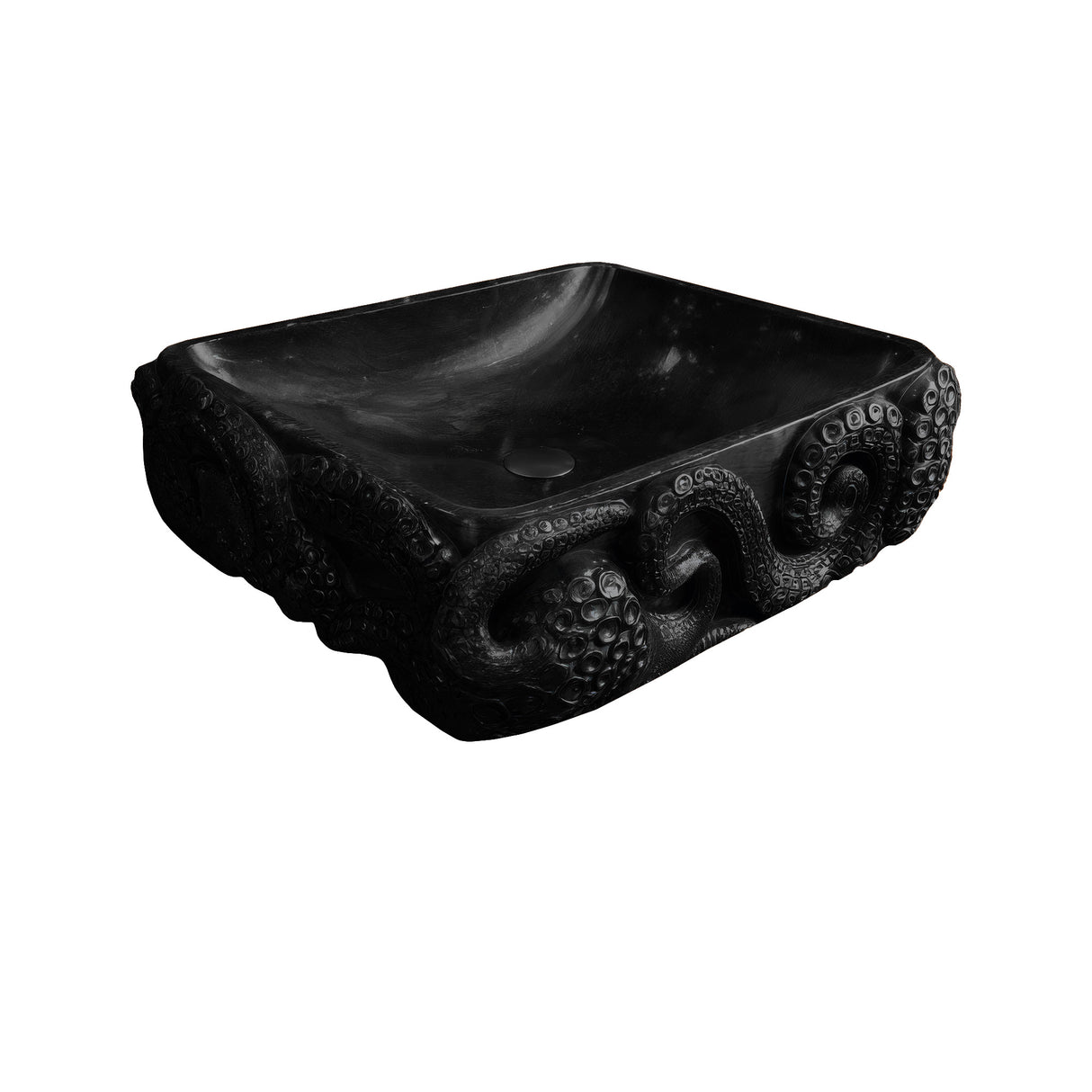 Velkris Octopus Form Handcarved Solid Wood Vessel Sink Black - Timberustic Vessel Sinks