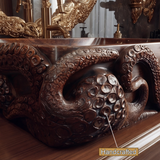 Velkris Octopus Form Handcarved Solid Wood Vessel Sink - Timberustic Vessel Sinks