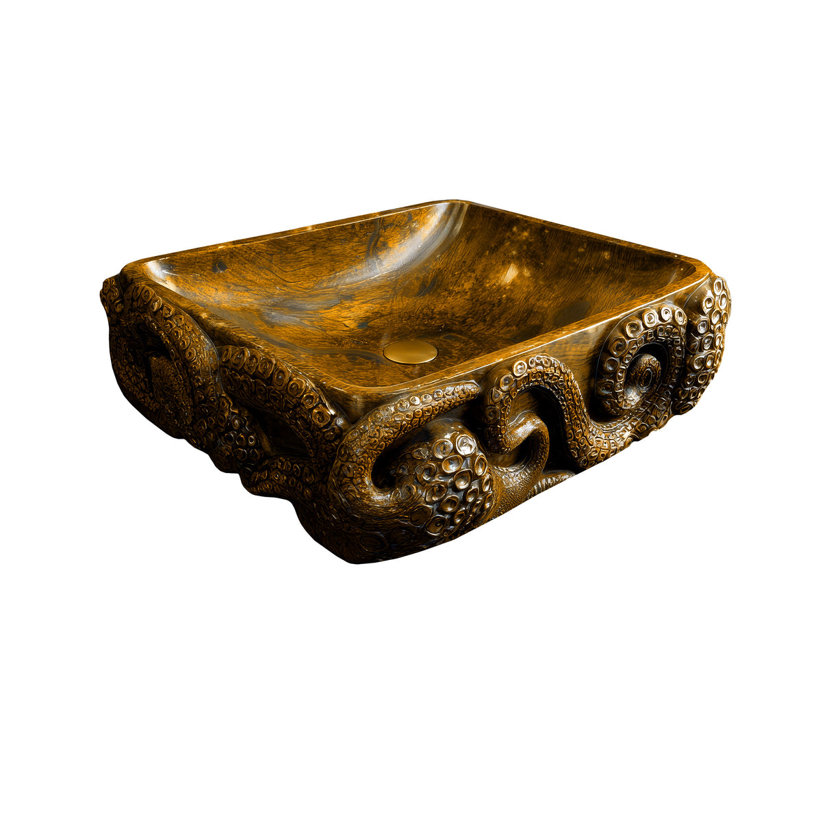 Velkris Octopus Form Handcarved Solid Wood Vessel Sink Teak - Timberustic Vessel Sinks