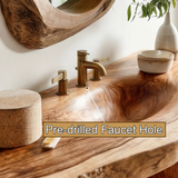 Velmior Sculpted Solid Wood Freestanding Bathroom Vanity with Integrated Sink and Open Storage - Timberustic Freestanding Bathroom Vanity with Integrated Sink and Open Storage