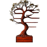 Velmirath Sculpted Solid Wood Tree Bookshelf with Drawers Mahogany - Timberustic Tree Bookshelf