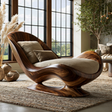 Velmora Handcrafted Sculpted Solid Wood Chaise Lounge