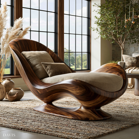Velmora Handcrafted Sculpted Solid Wood Chaise Lounge - Timberustic Chaise Lounge
