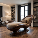 Velmora Handcrafted Sculpted Solid Wood Chaise Lounge
