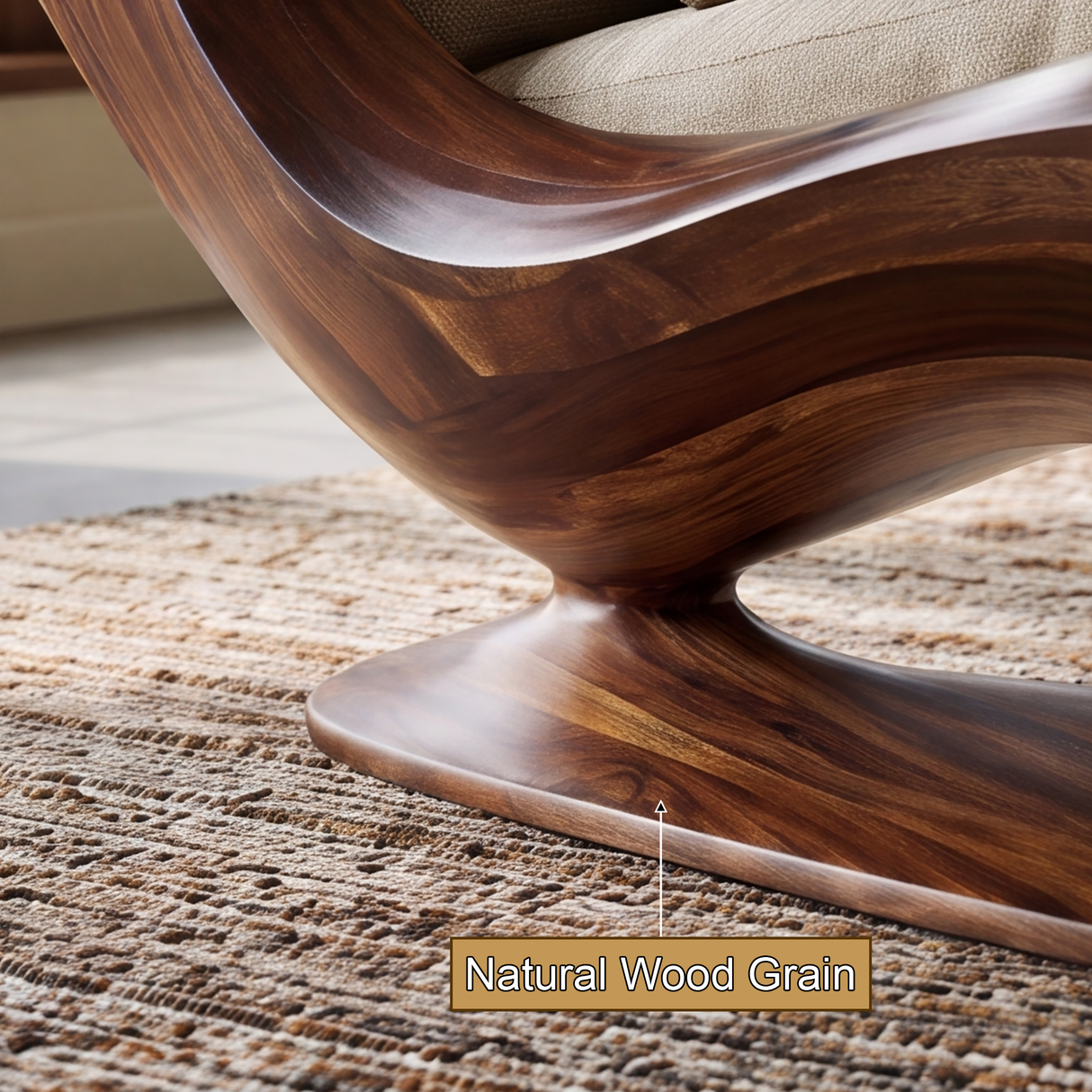 Velmora Handcrafted Sculpted Solid Wood Chaise Lounge