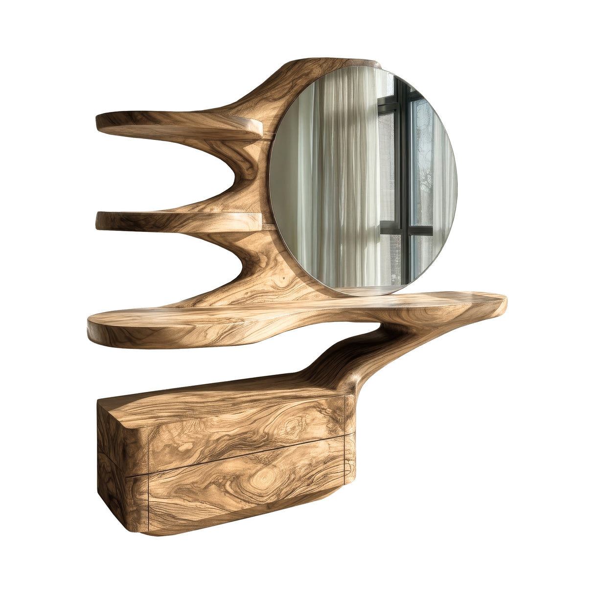 Velmora Handcrafted Solid Wood Cosmetic Table Natural Oak - Timberustic Cosmetic Table