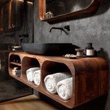 Velmora Handcrafted Solid Wood Floating Bathroom Vanity with Open Storage - Timberustic Floating Bathroom Vanity with Open Storage