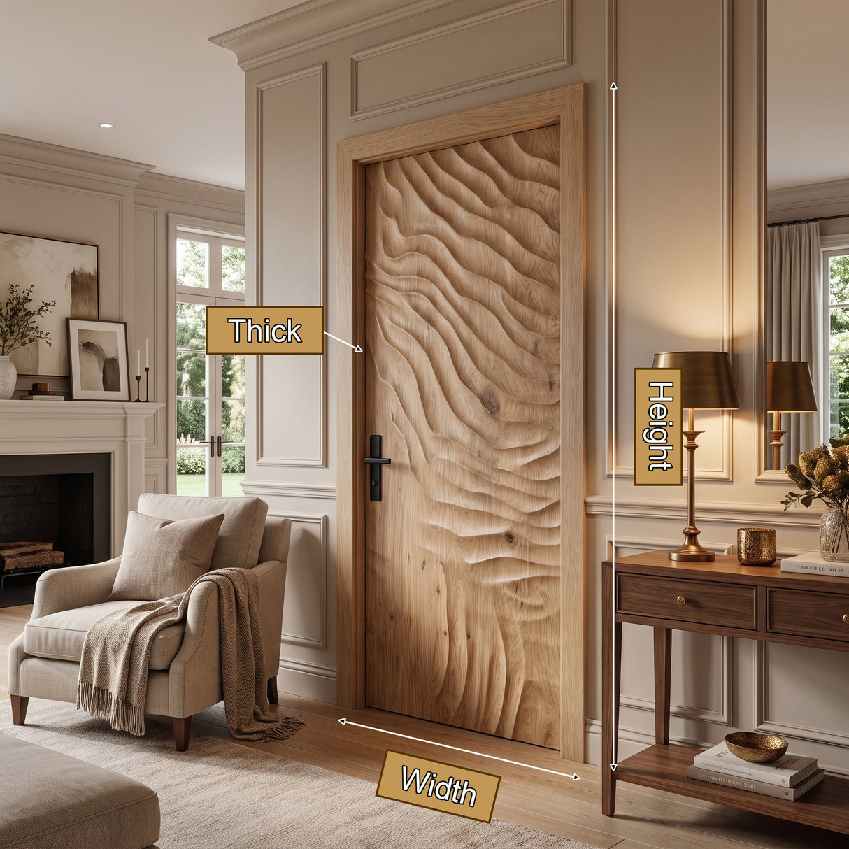 Velmora Handcrafted Solid Wood Organic Relief Single Door