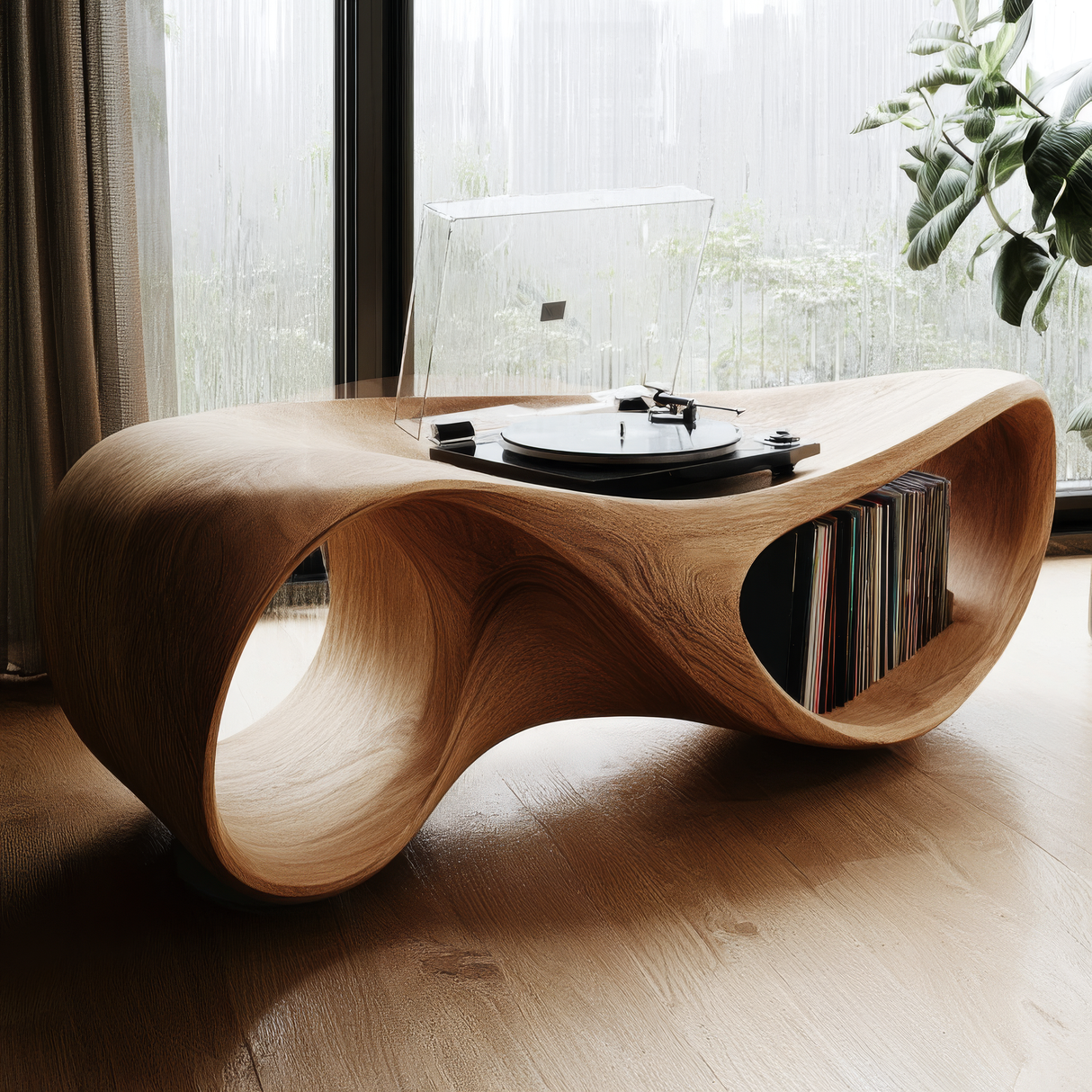 Velmora Handcrafted Solid Wood Record Player Stand