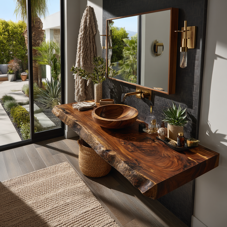 Velmora Live Edge Solid Wood Floating Bathroom Vanity SPA358942 - Timberustic Floating Bathroom Vanity