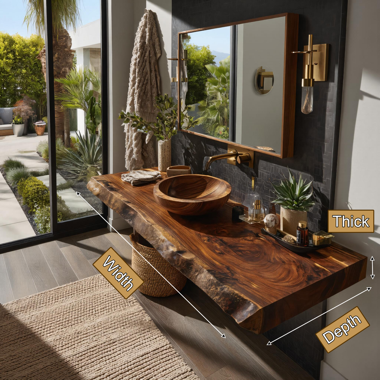 Velmora Live Edge Solid Wood Floating Bathroom Vanity SPA358942 - Timberustic Floating Bathroom Vanity