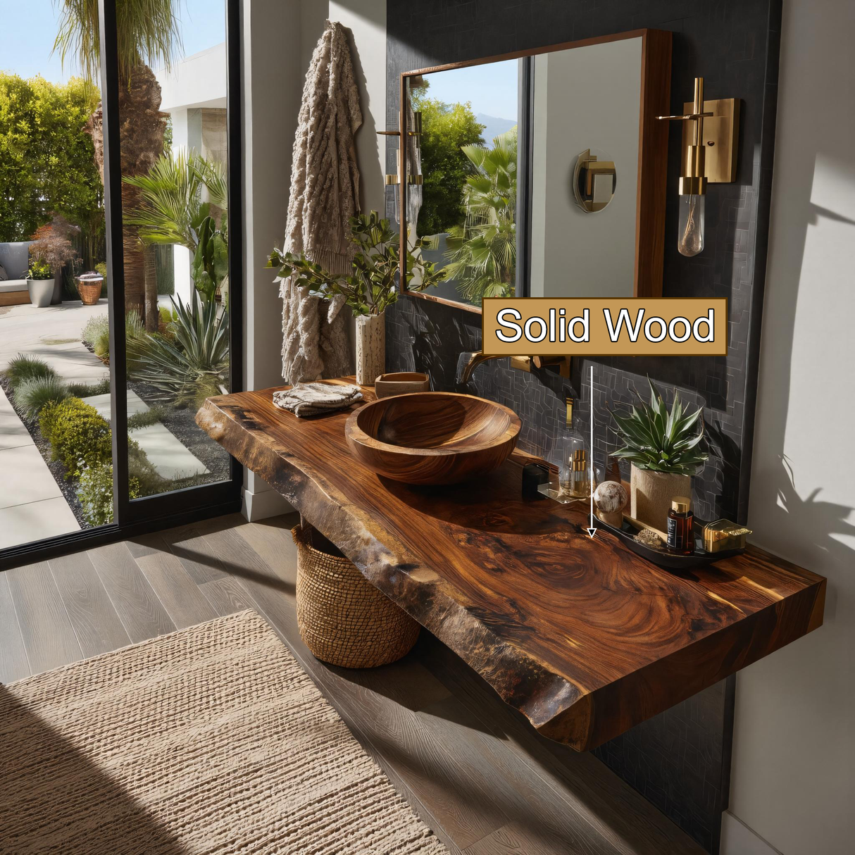 Velmora Live Edge Solid Wood Floating Bathroom Vanity SPA358942 - Timberustic Floating Bathroom Vanity