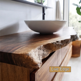 Velmora Live Edge Solid Wood Floating Bathroom Vanity with Drawers - Timberustic Floating Bathroom Vanity With Drawers