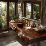 Velmora Live Edge Solid Wood Floating Bathroom Vanity with Integrated Sink SPA555232 - Timberustic Floating Bathroom Vanity with Integrated Sink
