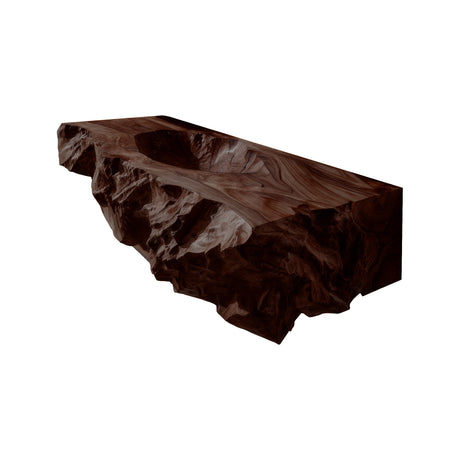 Velmora Raw Carved Solid Wood Floating Bathroom Vanity with Integrated Sink Dark Walnut - Timberustic Floating Bathroom Vanity with Integrated Sink