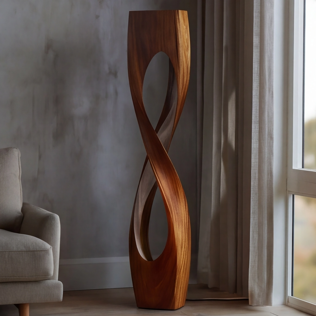 Velmora Sculpted Infinity Integrated LED Wood Floor Lamp SPA263701 - Timberustic Floor Lamp