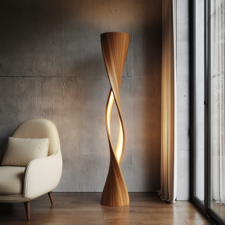 Velmora Sculpted Integrated LED Wood Floor Lamp - Timberustic Floor Lamp