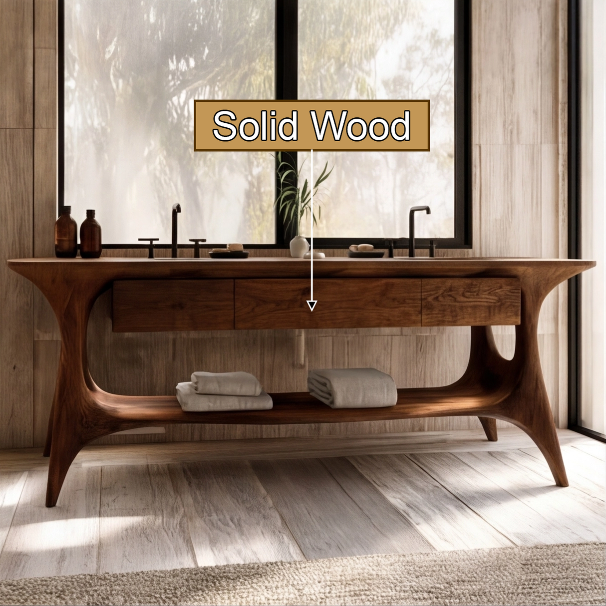 Velmora Sculpted Solid Wood Freestanding Bathroom Vanity with Drawers - Timberustic Freestanding Bathroom Vanity with Drawers