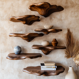 Velmora Sculpted Solid Wood Mushroom Floating Shelf SPA654935 - Timberustic Floating Shelf
