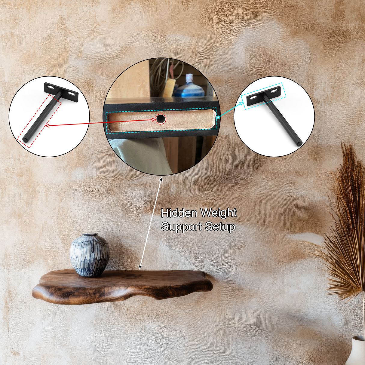 Velmora Sculpted Solid Wood Mushroom Floating Shelf SPA654935 - Timberustic Floating Shelf