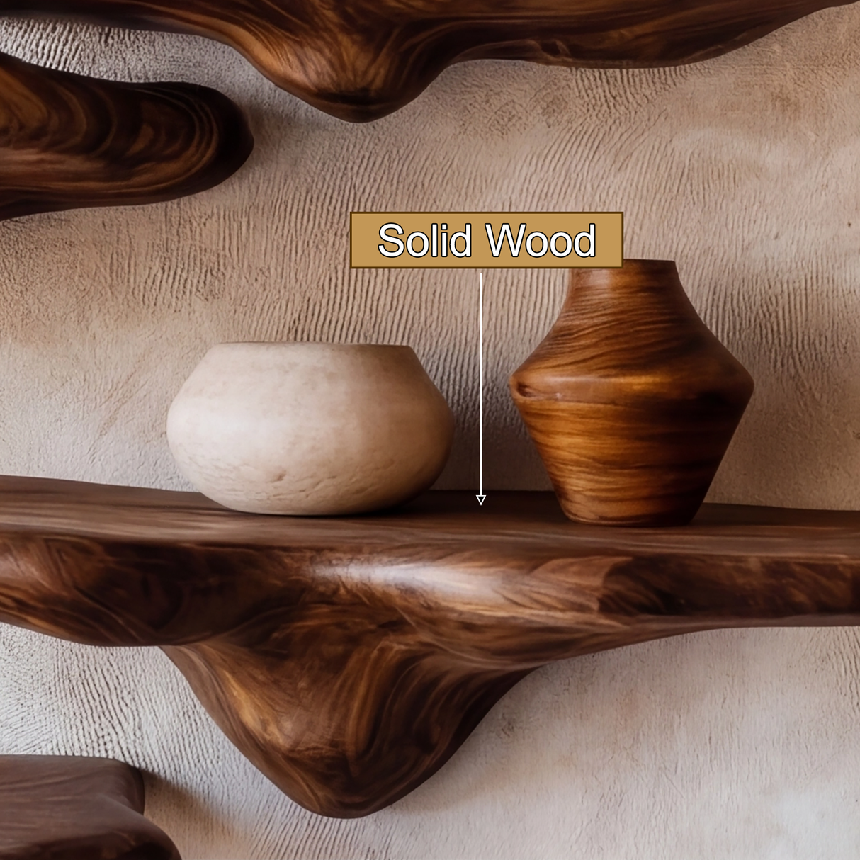 Velmora Sculpted Solid Wood Mushroom Floating Shelf SPA654935 - Timberustic Floating Shelf