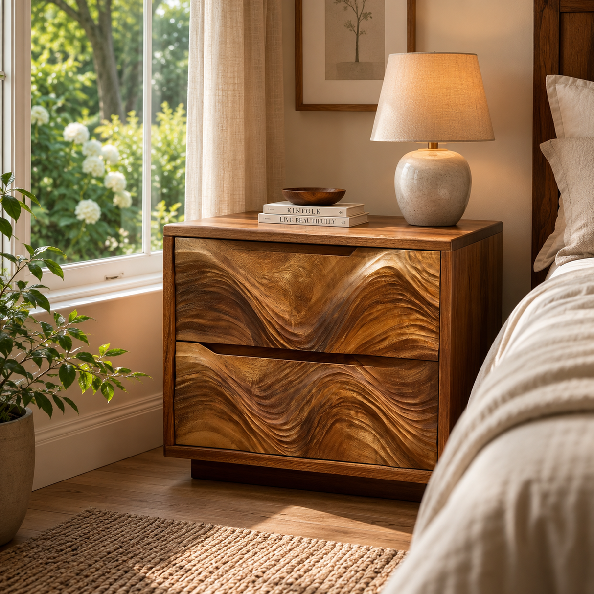 Velmora Sculpted Solid Wood Nightstand SPA120155 - Timberustic Nightstand