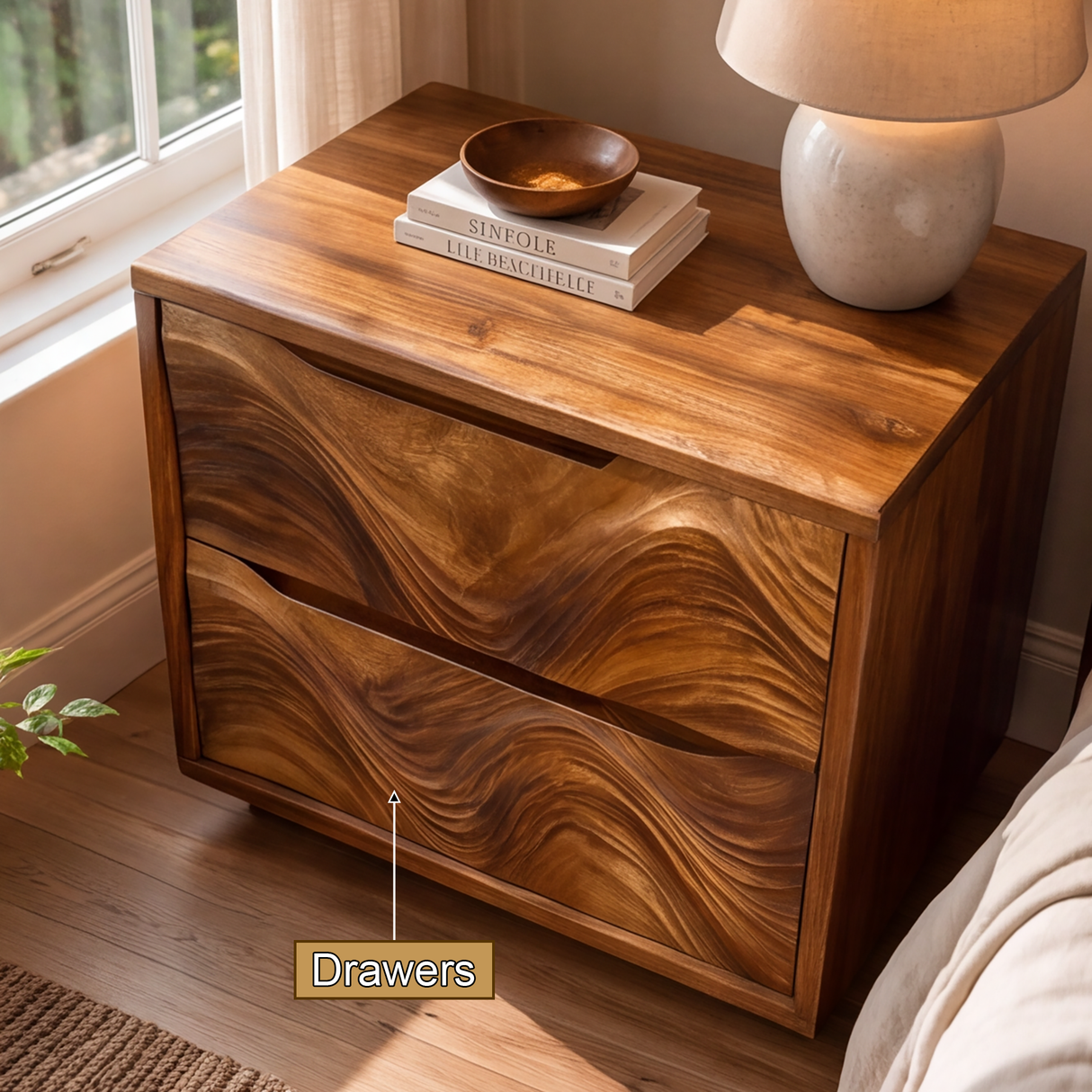 Velmora Sculpted Solid Wood Nightstand SPA120155 - Timberustic Nightstand