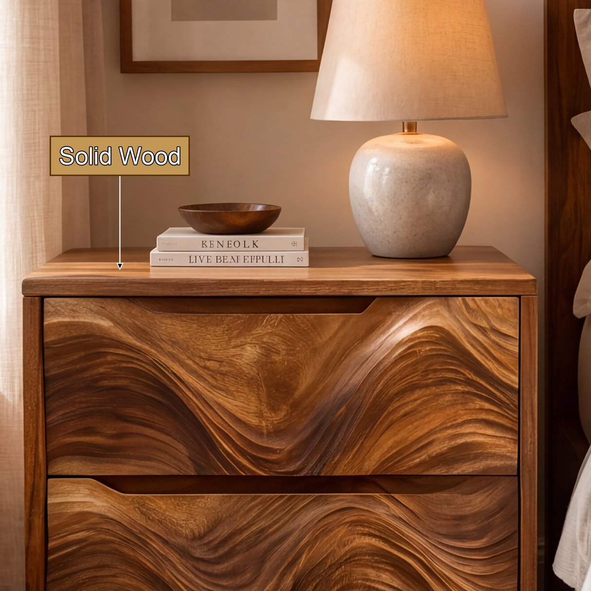 Velmora Sculpted Solid Wood Nightstand SPA120155 - Timberustic Nightstand
