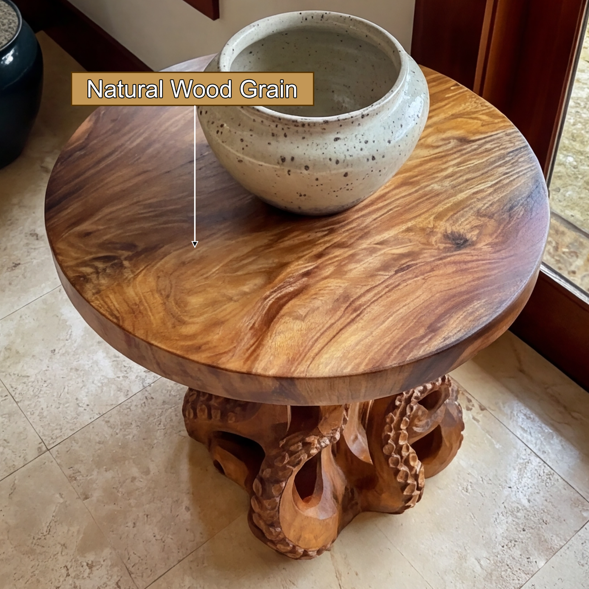 Velmora Sculpted Solid Wood Pedestal Stand - Timberustic Pedestal Stand