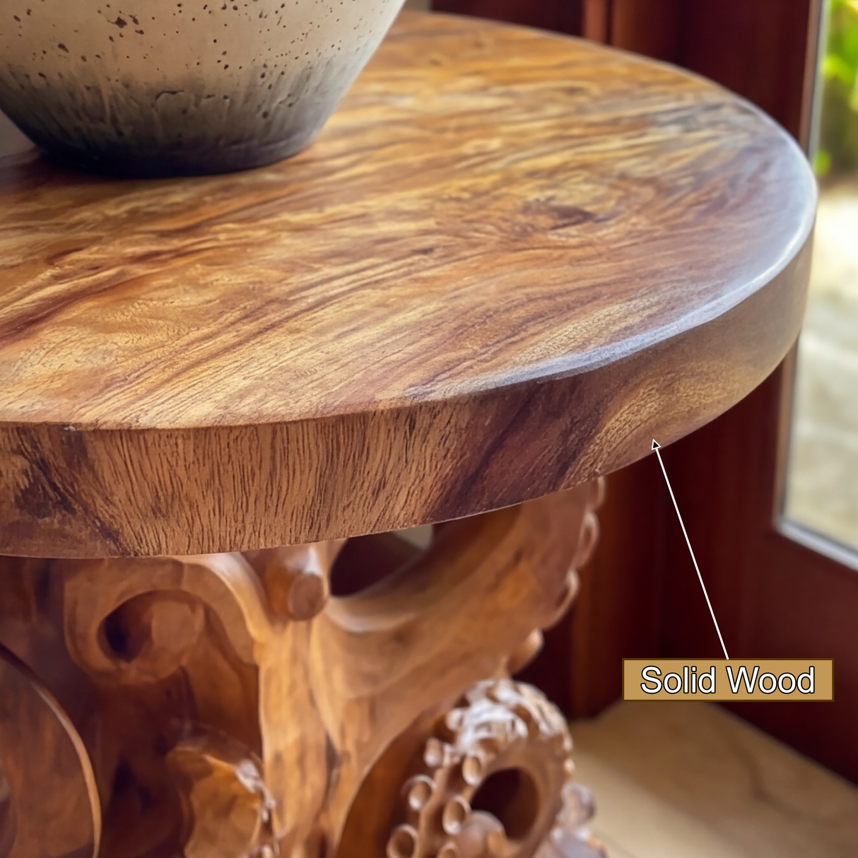 Velmora Sculpted Solid Wood Pedestal Stand - Timberustic Pedestal Stand