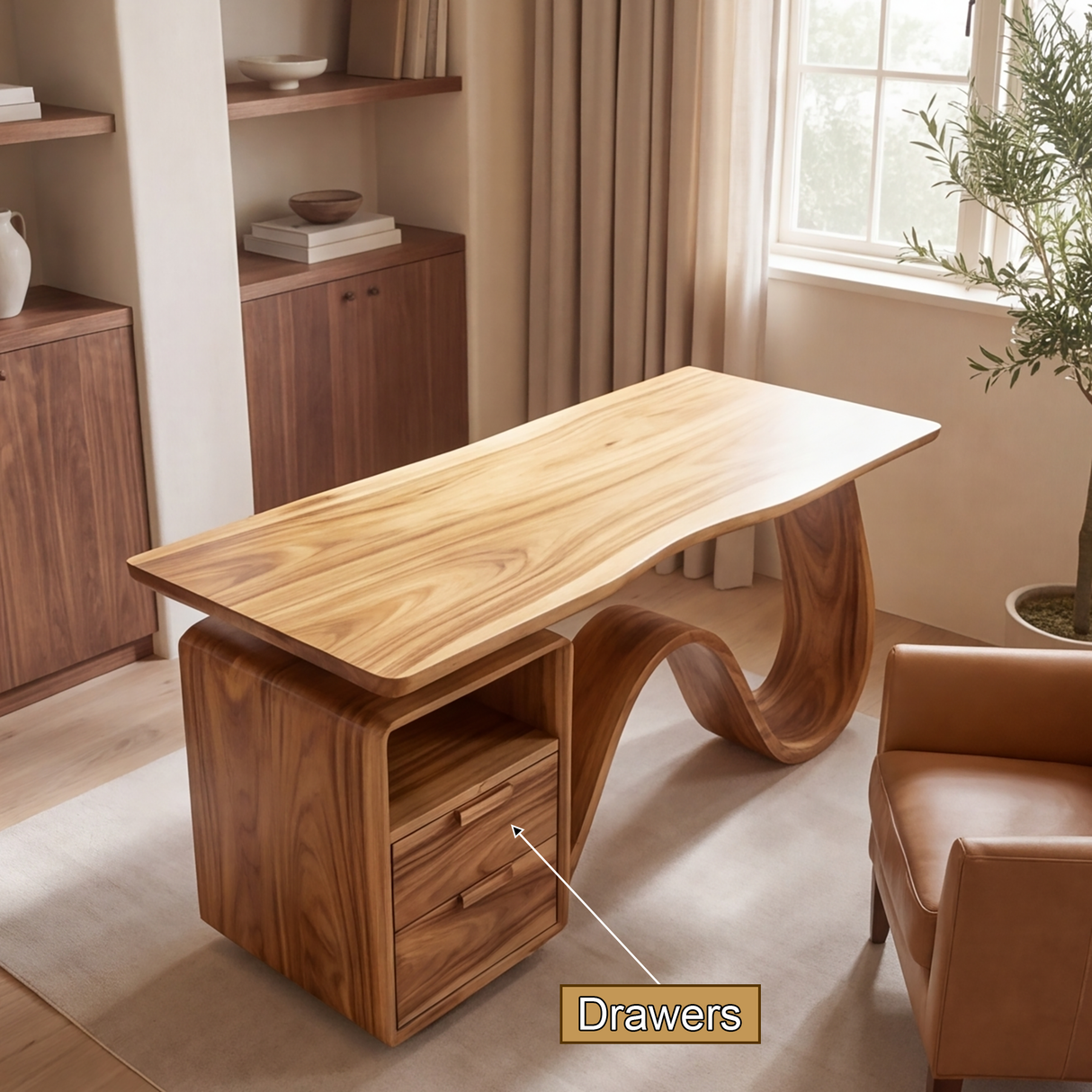 Velmora Solid Wood Desk with Drawers - Timberustic Desk With Drawers