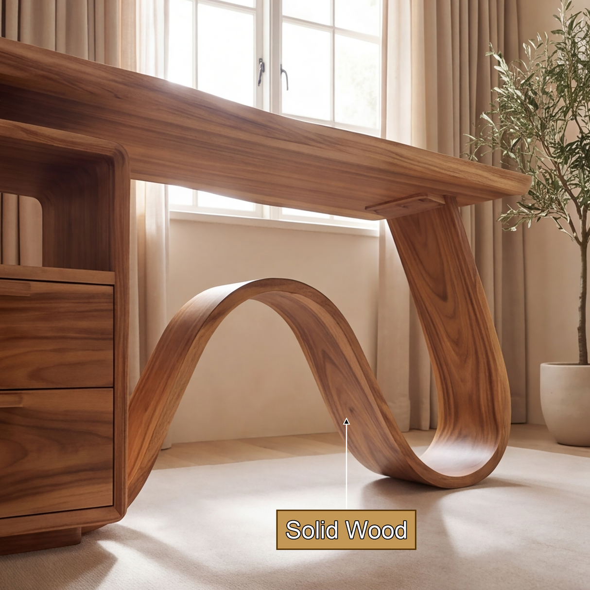 Velmora Solid Wood Desk with Drawers - Timberustic Desk With Drawers