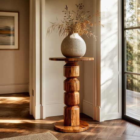 Velmora Solid Wood Pedestal Stand - Timberustic Pedestal Stand
