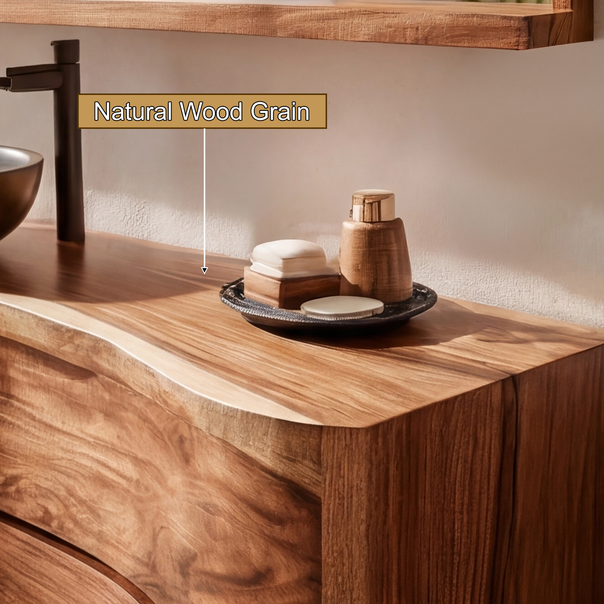 Velmora Wave Solid Wood Bathroom Vanity with Drawers (Copy) - Timberustic Freestanding Bathroom Vanity with Drawers