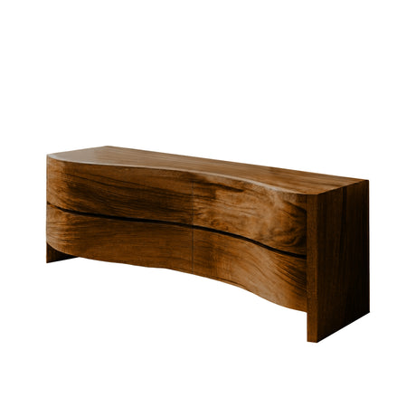 Velmora Wave Solid Wood Bathroom Vanity with Drawers Brown - Timberustic Freestanding Bathroom Vanity with Drawers