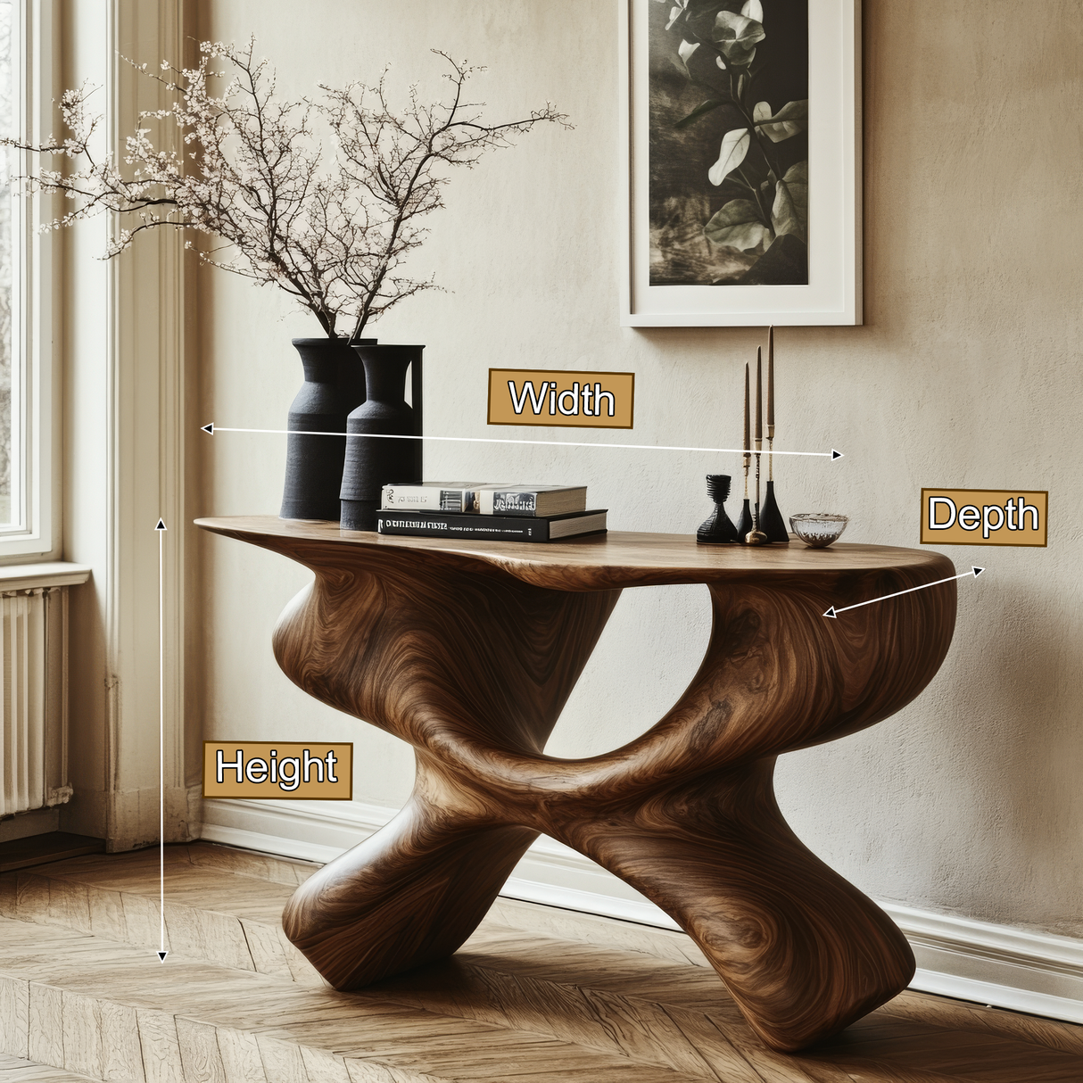 Velmoran Sculpted Solid Wood Console Table - Timberustic Console Table