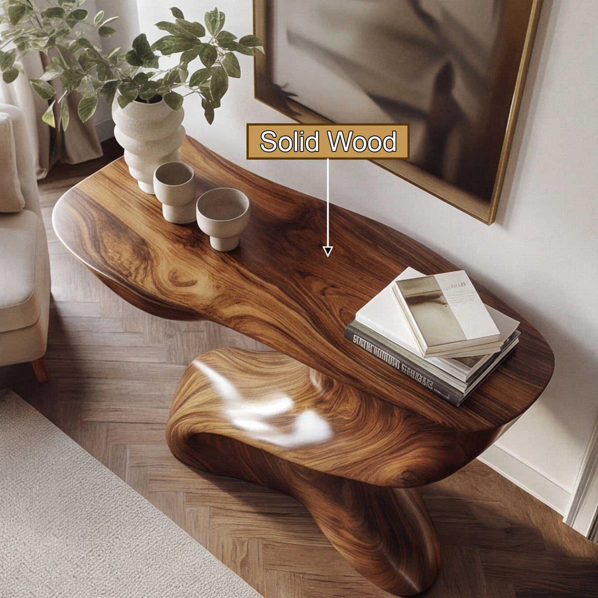 Velmorian Sculpted Solid Wood Console Table - Timberustic Console Table
