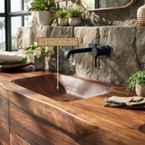 Velmorian Sculpted Solid Wood Floating Bathroom Vanity with Integrated Sinks and Drawers