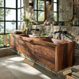 Velmorian Sculpted Solid Wood Floating Bathroom Vanity with Integrated Sinks and Drawers