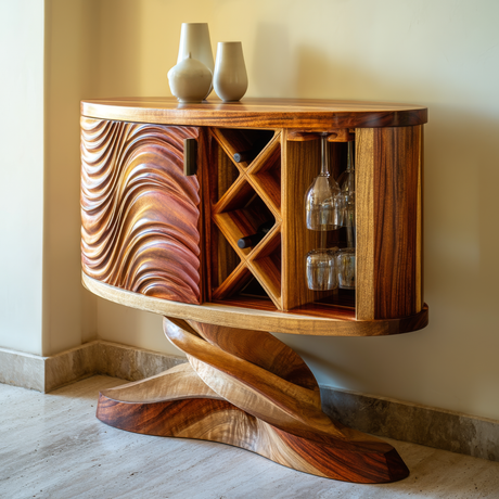 Velmorin Handcrafted Solid Wood Bar Cabinet
