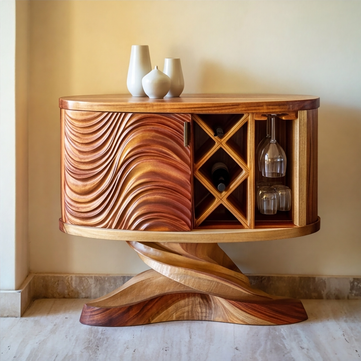 Velmorin Handcrafted Solid Wood Bar Cabinet