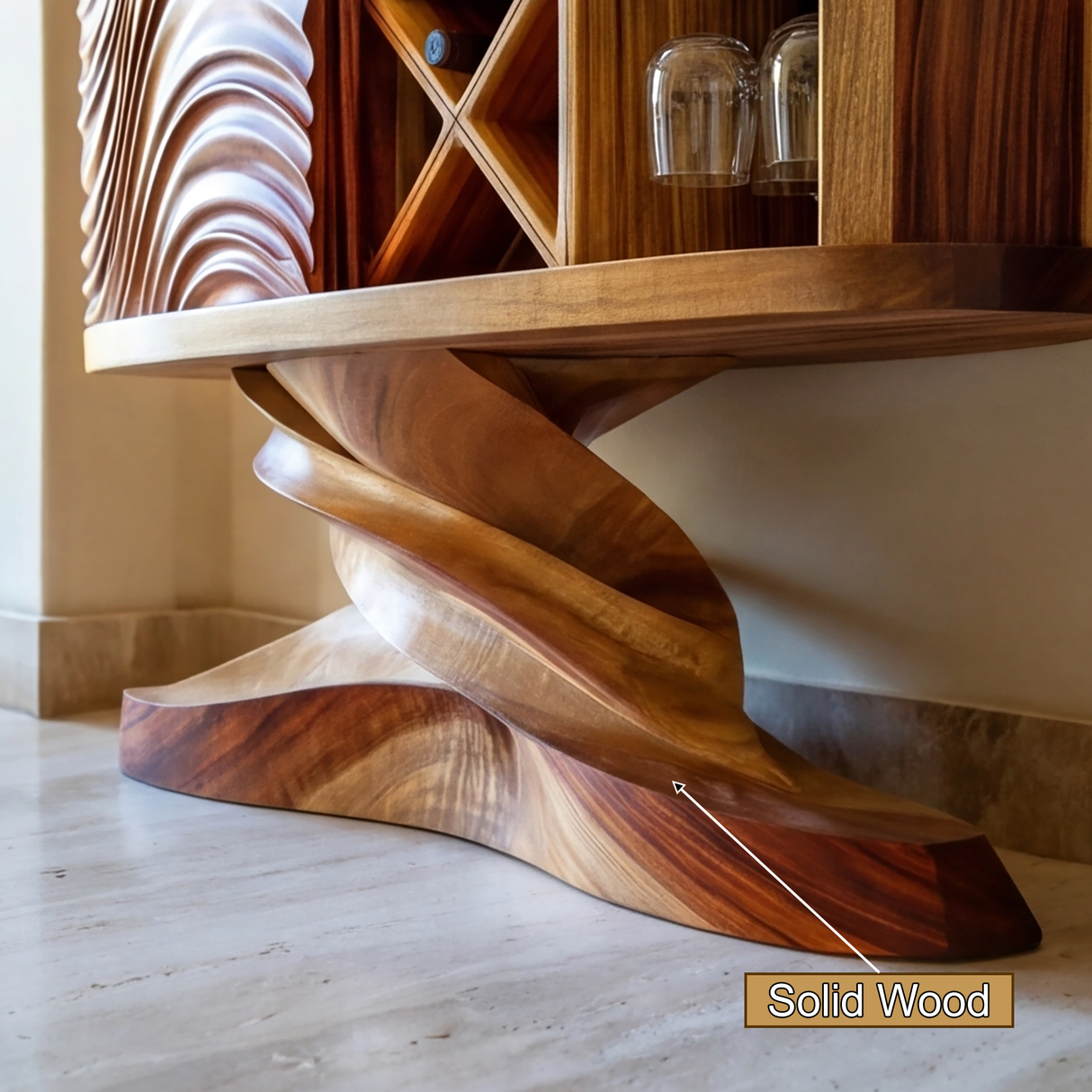 Velmorin Handcrafted Solid Wood Bar Cabinet