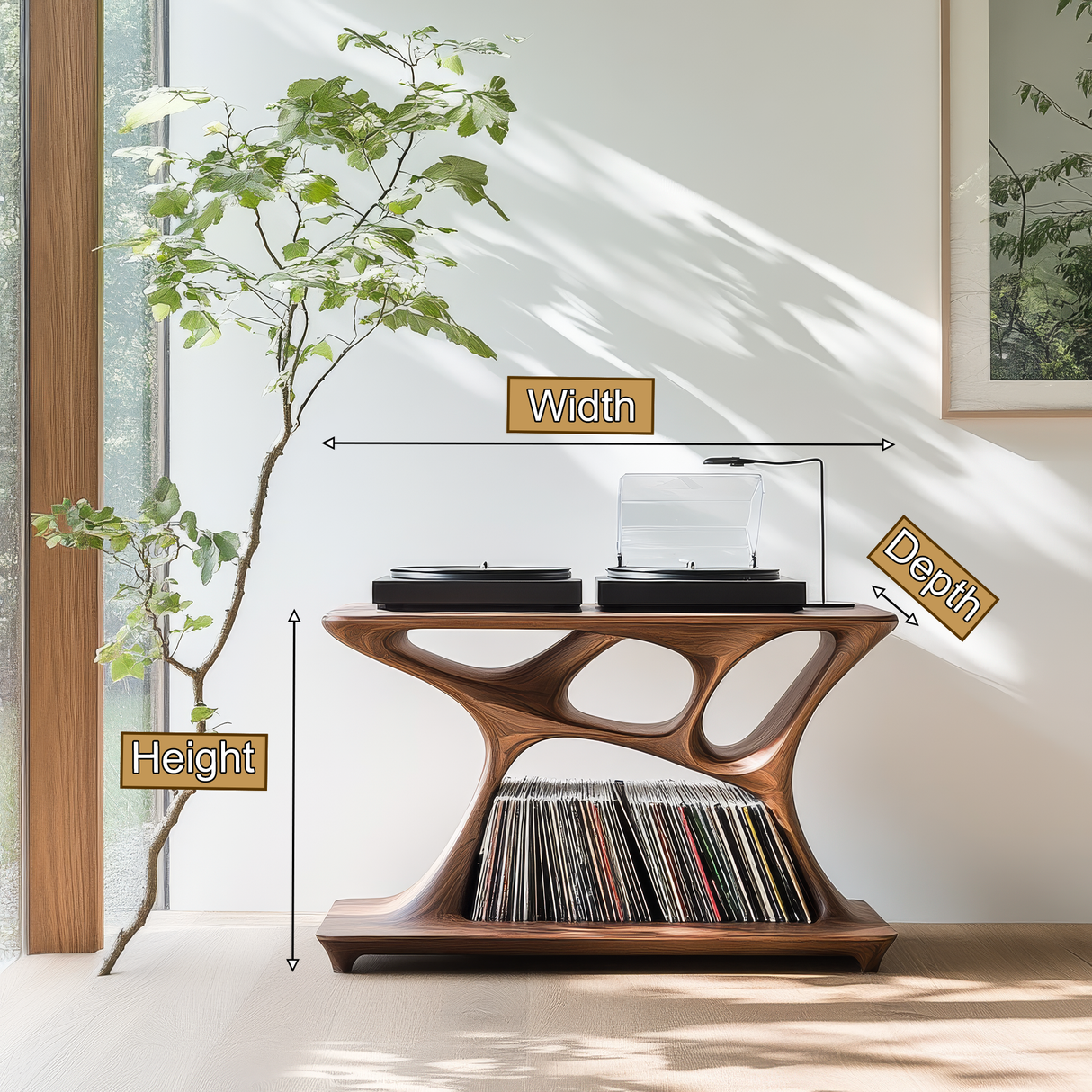 Velmorin Handcrafted Solid Wood Record Player Stand SPA156121 - Timberustic Record Player Stand With Storage