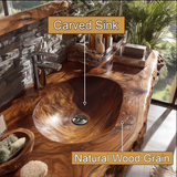 Velmoris Live Edge Solid Wood Floating Bathroom Vanity with Integrated Sink SPA200003 - Timberustic Floating Bathroom Vanity with Integrated Sink