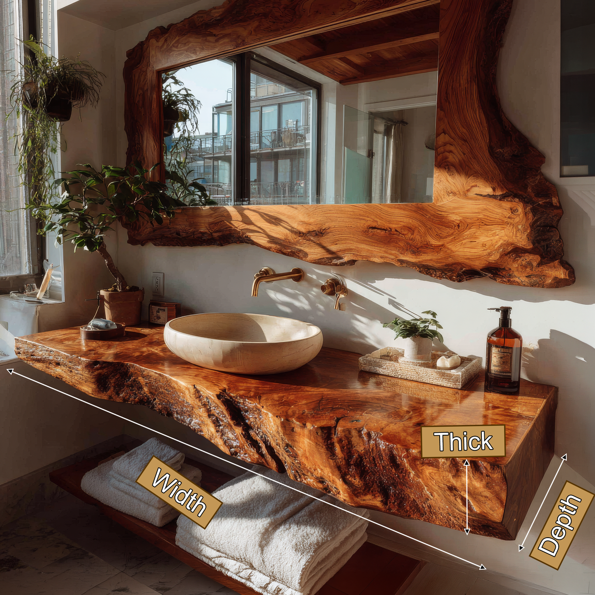 Velmoro Handcrafted Live Edge Solid Wood Floating Bathroom Vanity SPA723618 - Timberustic Floating Bathroom Vanity