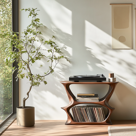 Velnora Handcrafted Solid Wood Record Player Stand SPA208523 - Timberustic Record Player Stand With Storage