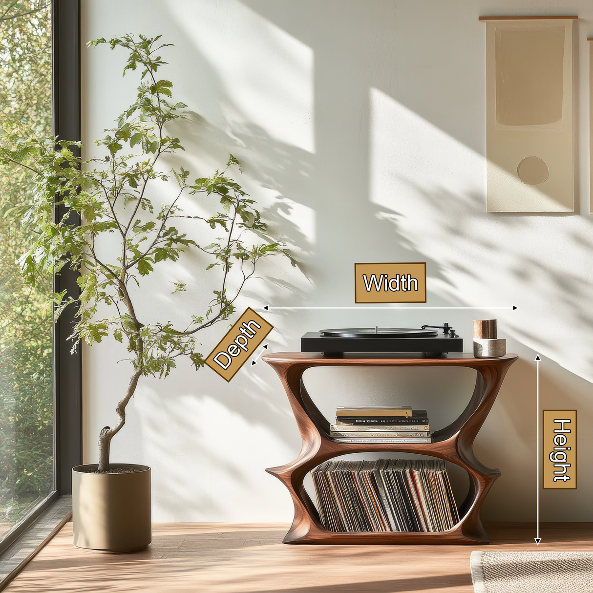 Velnora Handcrafted Solid Wood Record Player Stand SPA208523